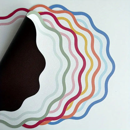 4pcs Flower-Shaped Faux Leather Heat Insulation Placemats