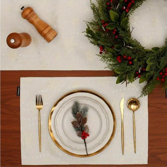 White Placemats Golden Snowflake Placemats Suitable