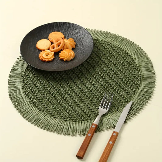 Bohemian Farmhouse Round Placemats with Tassels
