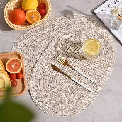 4/6/8/10pcs Oval Polyester Table Mats