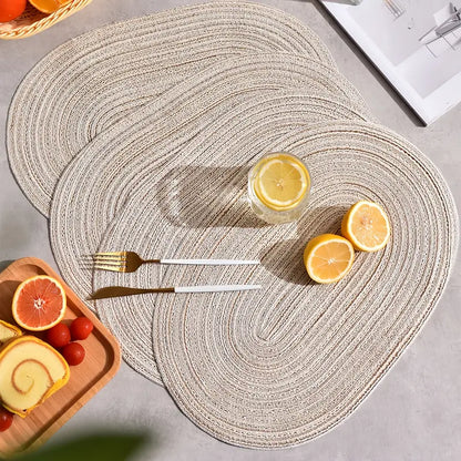 4/6/8/10pcs Oval Polyester Table Mats