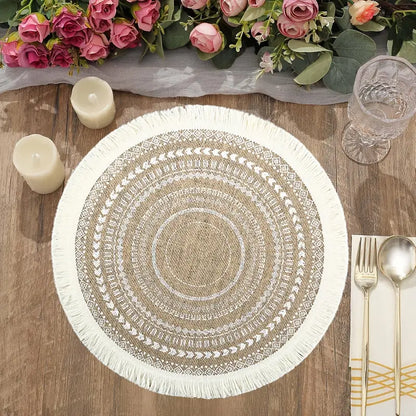 6pcs/8pcs/10pcs Bohemian Round Tassel Placemats