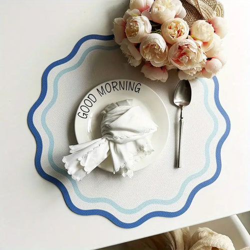 4pcs Flower-Shaped Faux Leather Heat Insulation Placemats