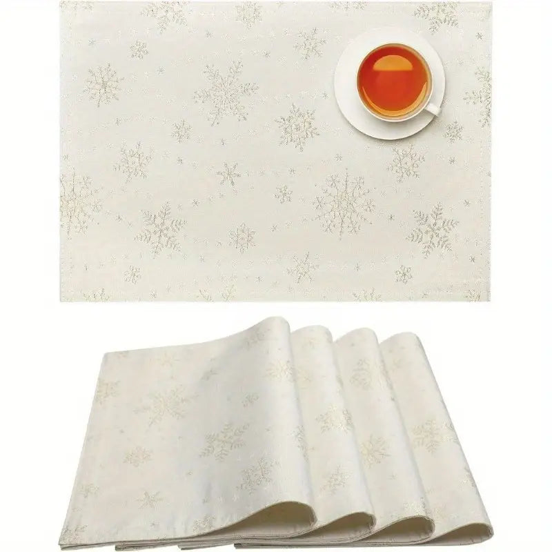 White Placemats Golden Snowflake Placemats Suitable