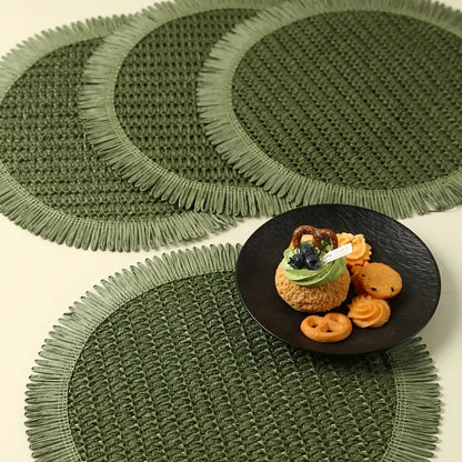 Bohemian Farmhouse Round Placemats with Tassels