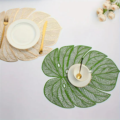 Green Leaf Shaped Placemats Set of 6 Plastic Green Placemats Wipeable