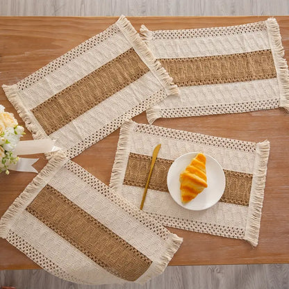 Chic Hand-Woven Linen Blend Table Mats