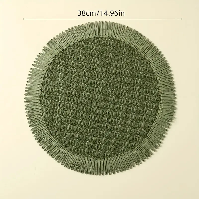 Bohemian Farmhouse Round Placemats with Tassels