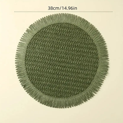 Bohemian Farmhouse Round Placemats with Tassels