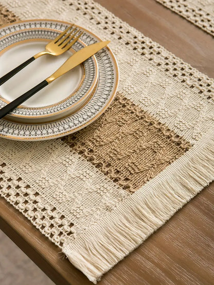Chic Hand-Woven Linen Blend Table Mats
